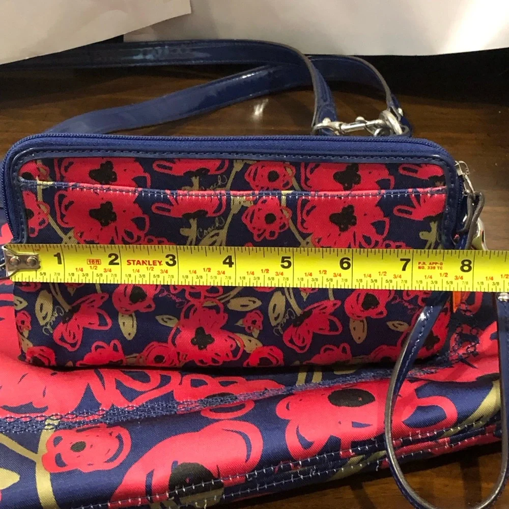 COACH Poppy Floral Shoulder Bag and COACH Poppy Double Zipper Wristlet SET